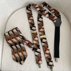 Vintage 90s Emilio Ponti Tie Suspenders Set